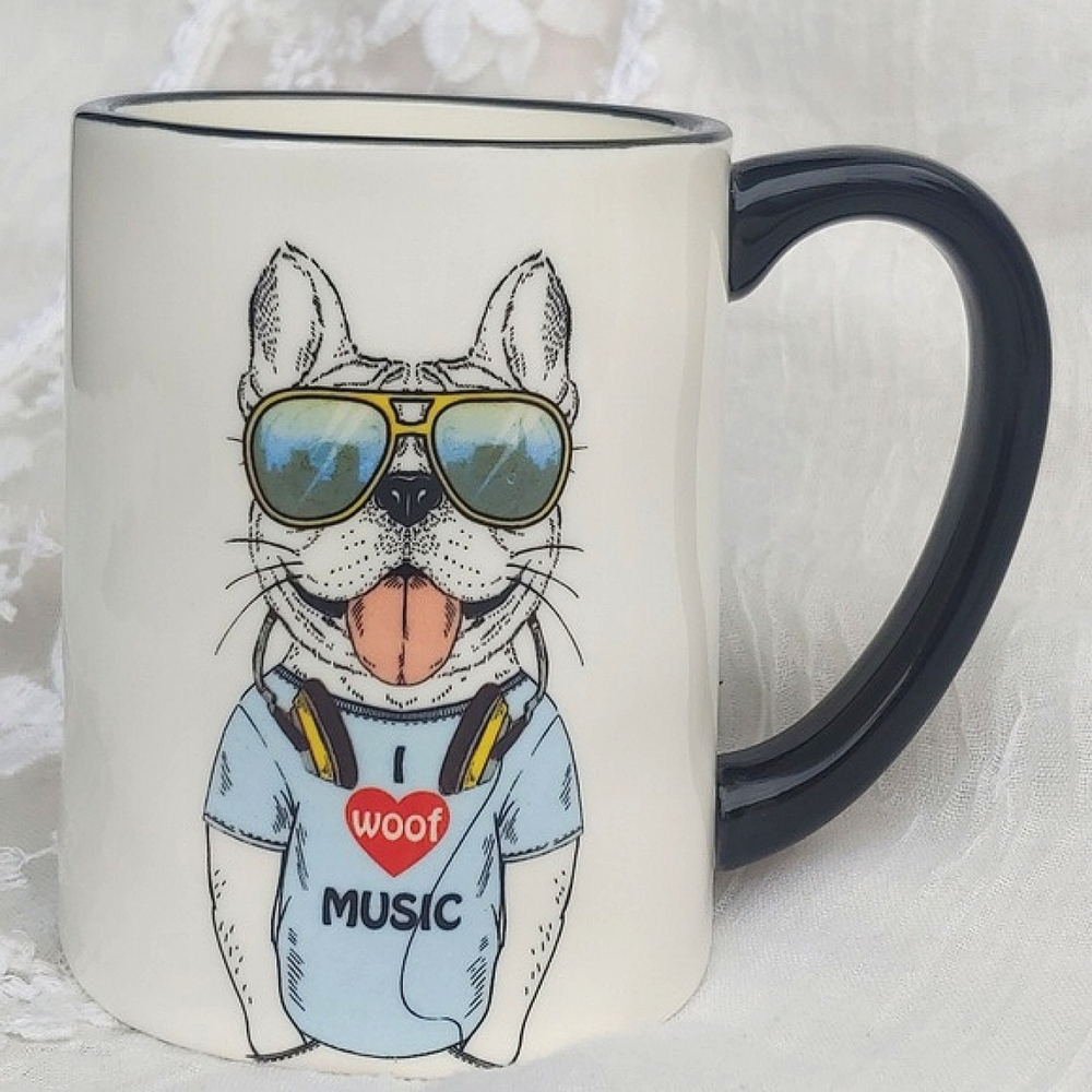 Music Loving Terrier Pup Ceramic Coffee Mug